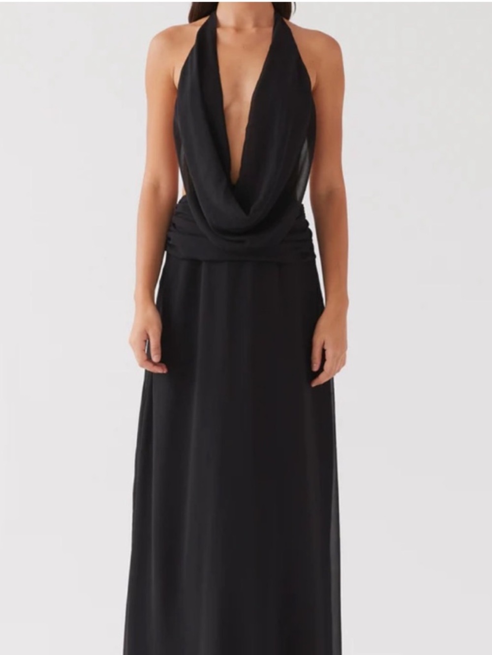 PEPPERMAYO Deep V Neck Maxi Dress - Black